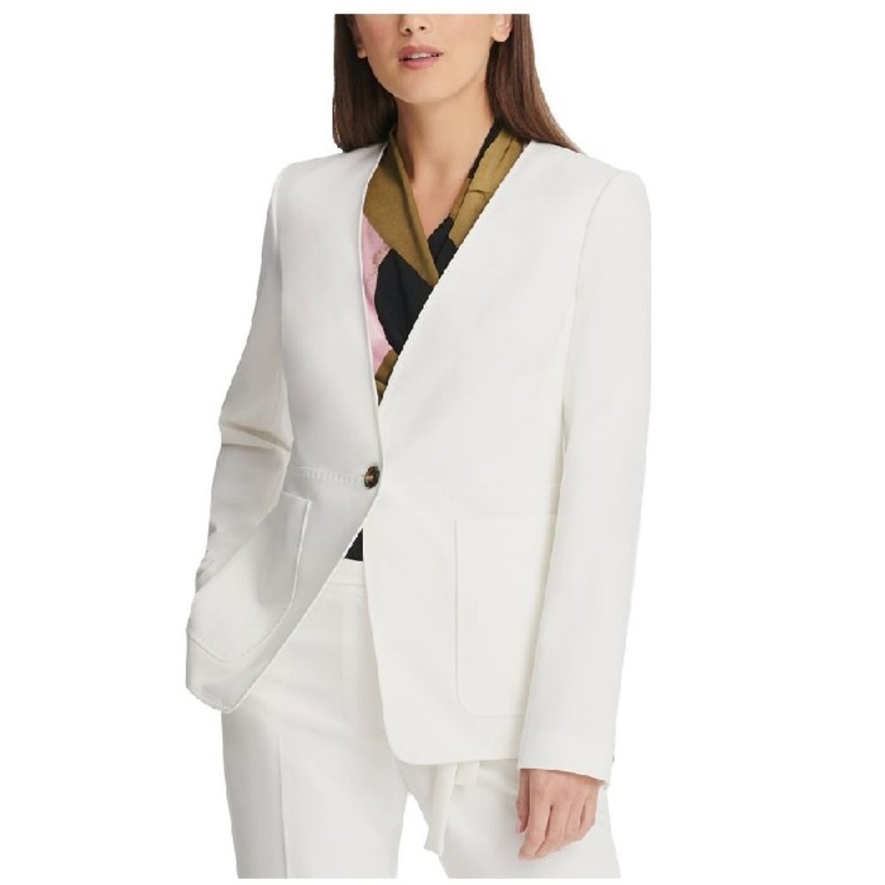 Dkny Petite Collarless Single-Button Blazer